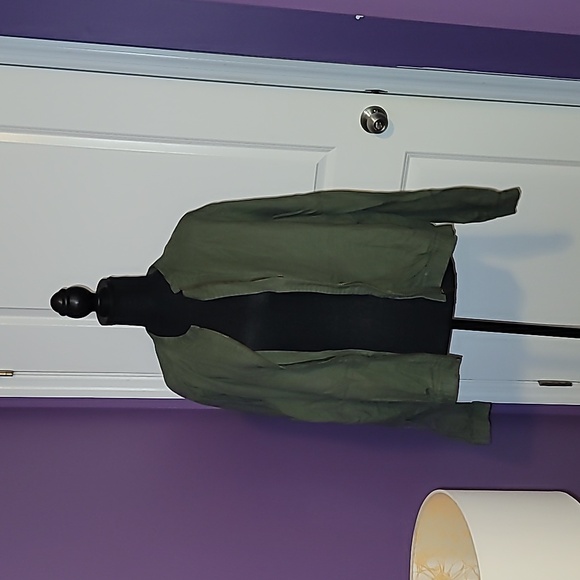 Cynthia Rowley Dark Green Linen Bomber Jacket Sz: XL - Picture 2 of 9